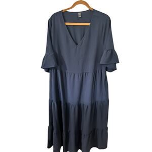 NWOT Emory Rose (Shein) Navy Blue Tiered Ruffle Hem Dress – Size 4XL